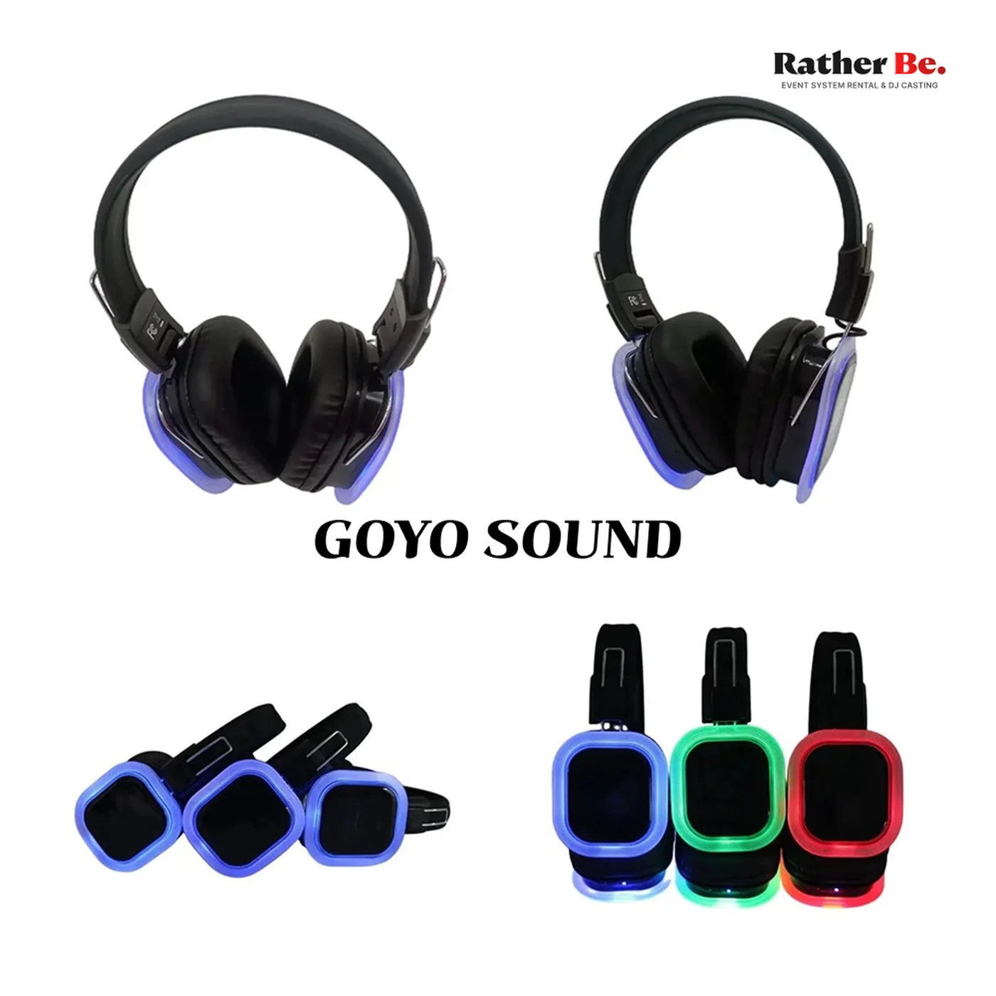 GOYO SOUND 무소음 헤드폰 — 채널 LED 컬러와 제품 구성